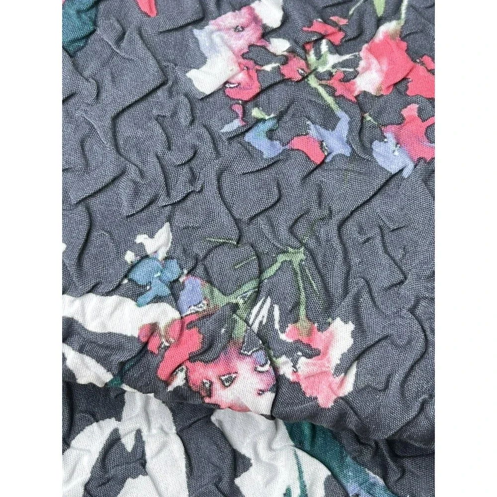 DKNY Floral Shower Curtain CLOVERFIELD Textured Blue Pink Green Microsculpt NEW